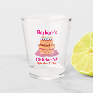 Copo De Shot Personalizado para Bolo Rosa de Favor de Festa de 