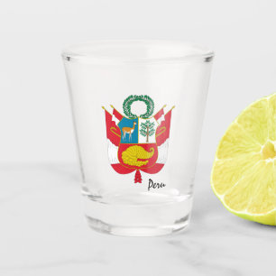 Copo De Shot Peru e casaco de armas, bandeira/partido peruano