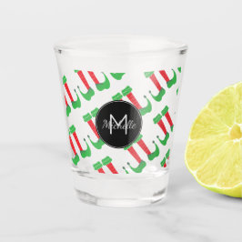 Copo De Shot Pés de Elfo de Natal Monograma Personalizado