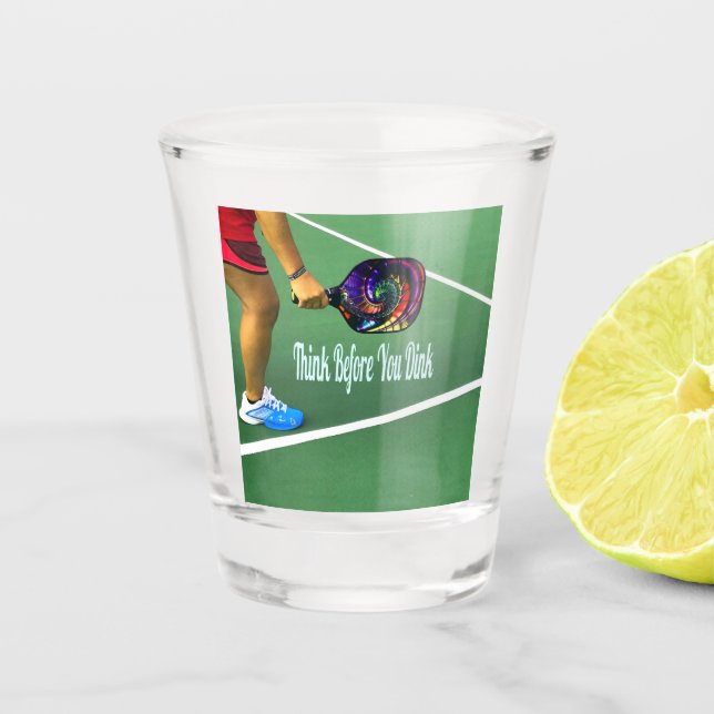 Copo De Shot Pickleball Pense Antes De Beber (Frente)