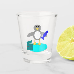 Copo De Shot Pinguim de Pesca Feliz Natal