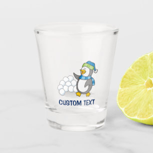 Copo De Shot Pinguim pequeno com bolas de neve balançando
