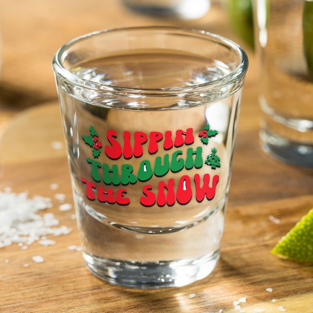 Copo De Shot Pino de Natal Através Do Inverno Engraçado Da Neve (Criador carregado)