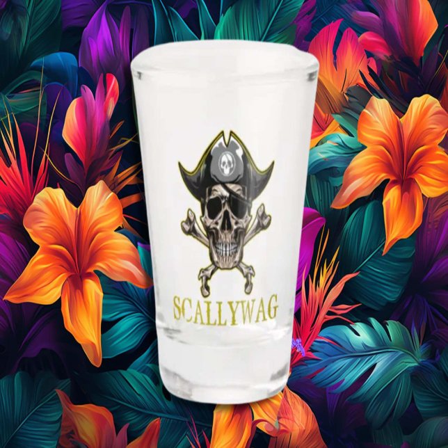 Copo De Shot PIRATE CARRIBEAN DOURADO SKULL Crossbones Scallywa (Criador carregado)
