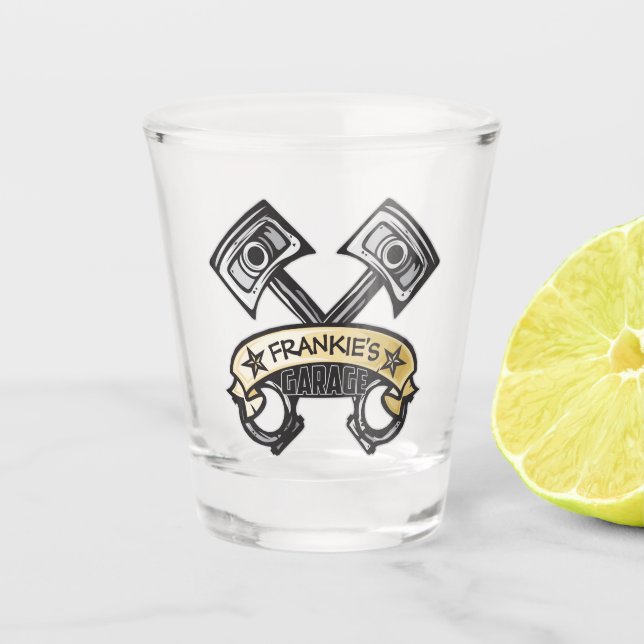 Copo De Shot Pistões Hot Rod Chamas Fantasmagóricas Personaliza (Frente)