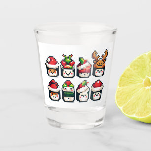 Copo De Shot Pixel Holiday Sushi - Arte Festiva De 8 Bits