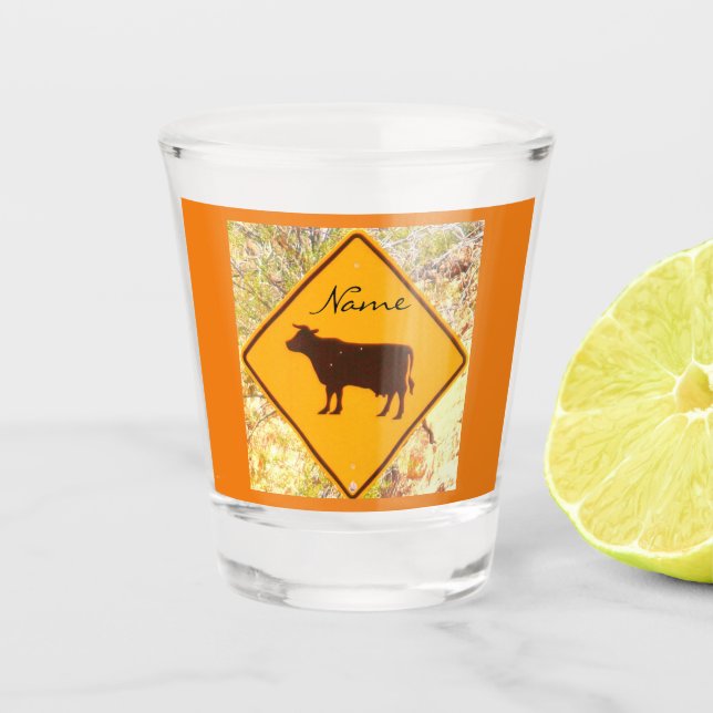 Copo De Shot Placa de Cruzamento de Vaca Thunder_Cove (Frente)