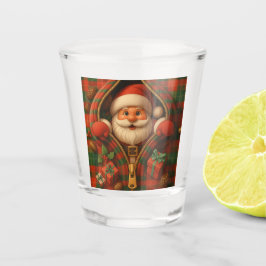 Copo De Shot Plaid Santa Claus Christmas Design 