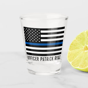 Copo De Shot Policial Fino Linha Azul Sinalizador Americano Nom
