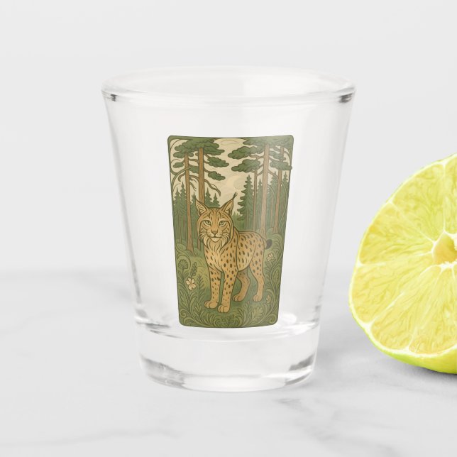 Copo De Shot Polish Lynx Forest Folk Art (Frente)
