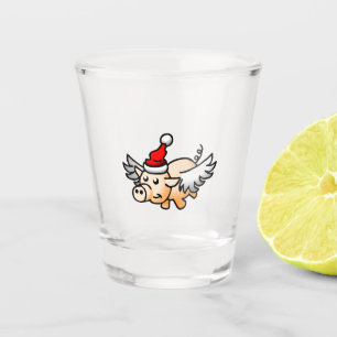 Copo De Shot Porco de Natal Voando