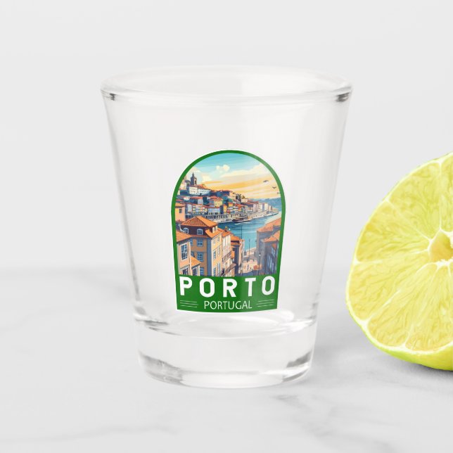 Copo De Shot Porto Portugal Viagem Art Emblem (Frente)