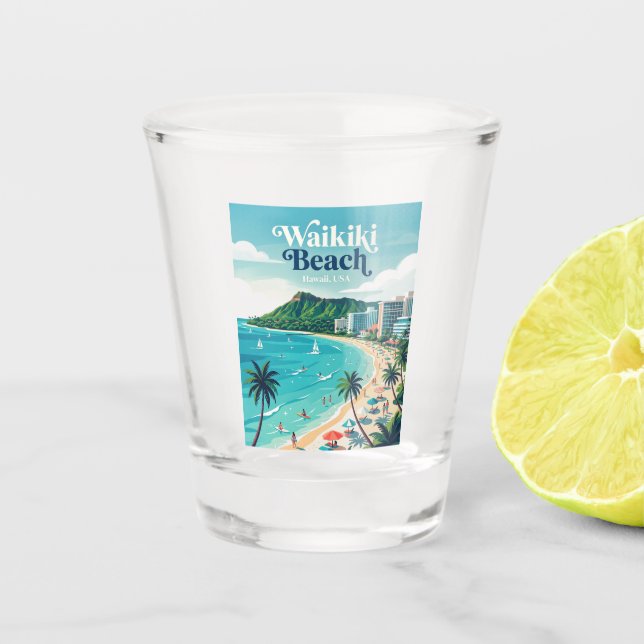 Copo De Shot Praia de Waikiki Havaí (Frente)