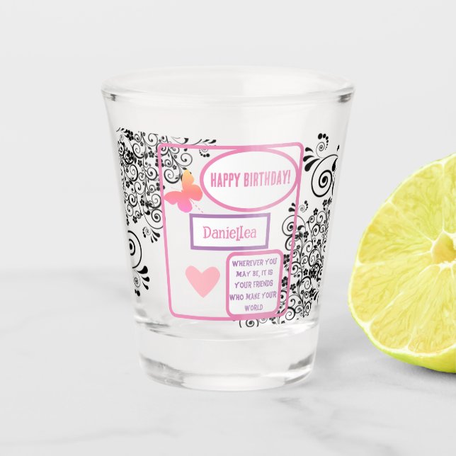 Copo De Shot Presente de aniversário feliz do amigo personaliza (Frente)