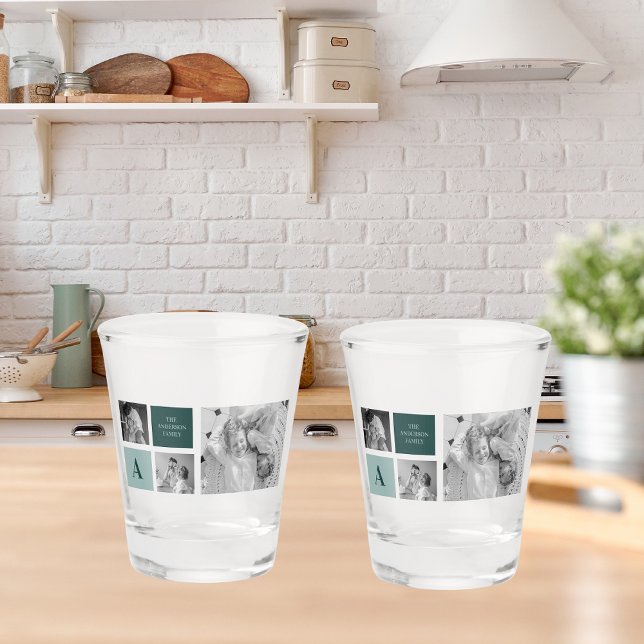 Copo De Shot Presente de Foto de Colagem de Nome Personalizado  (Criador carregado)