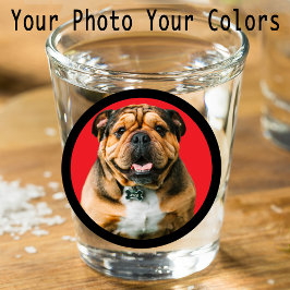 Copo De Shot Presente de Foto Única de Bulldog Vermelho e Preto