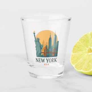 Copo De Shot Presente de Viagem Minimalista Vintage Nova York