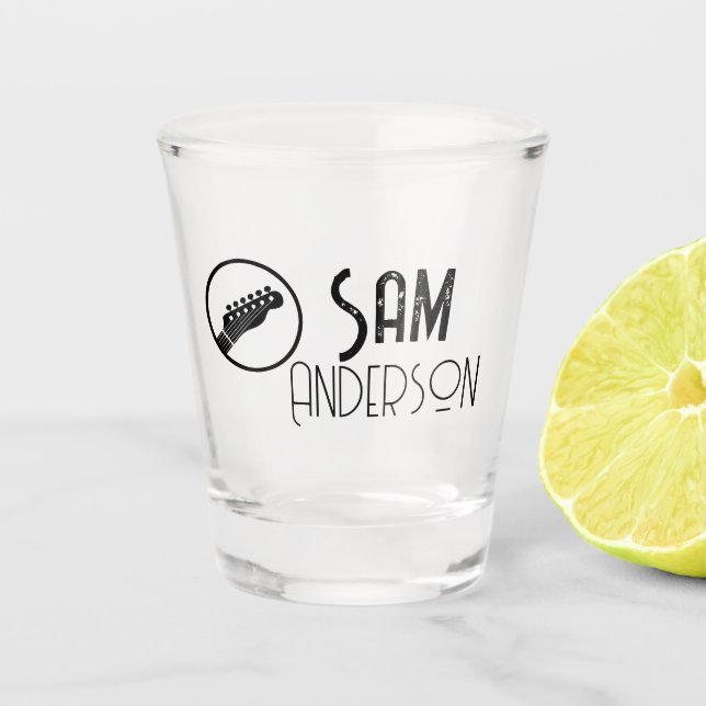 Copo De Shot Presentes Vintage Personalizados para guitarrista, (Frente)