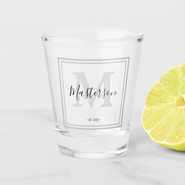 Copo De Shot Preto e Cinzas personalizadas monogramas (Frente)