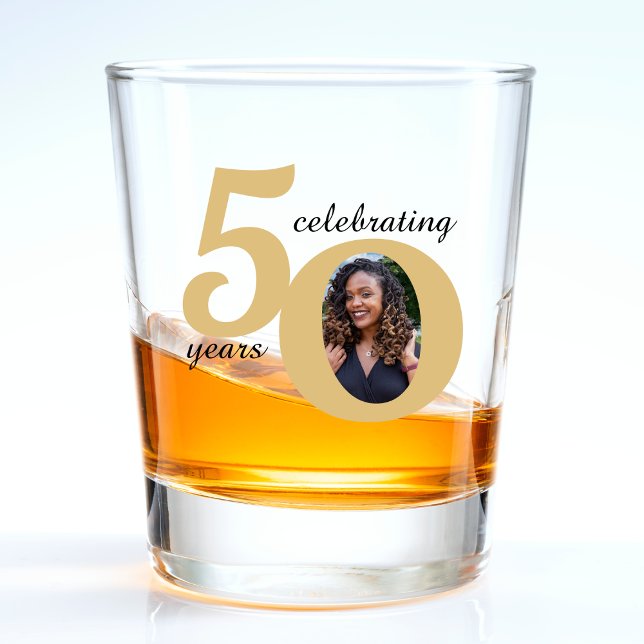 Copo De Shot Preto e Dourado 50 Anos 50 Anos 50 Aniversário (Black & Gold 50 Fifty Years 50th Birthday Shot Glass)