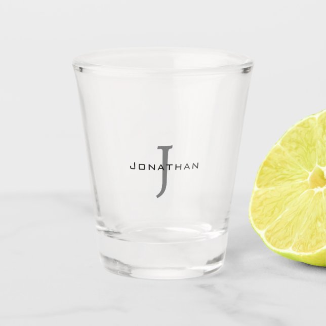 Copo De Shot Preto Masculino e Branco Inicial + Monograma de No (Frente)