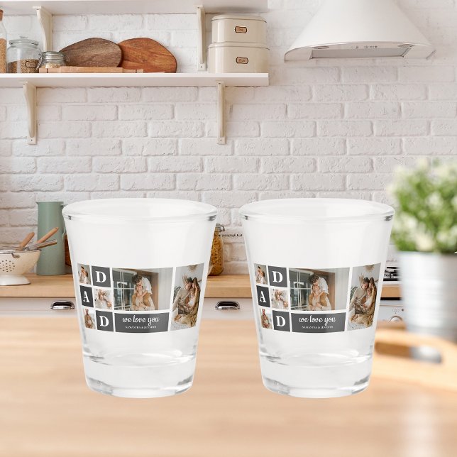 Copo De Shot Preto Moderno | Foto de Colagem | Melhor presente  (Criador carregado)