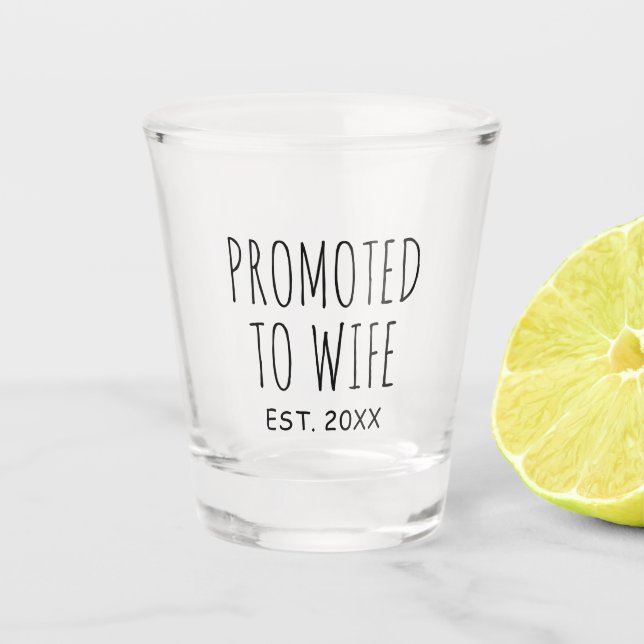 Copo De Shot Promovido à Esposa | Vidro De Presente De Casament (Frente)