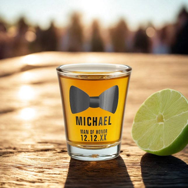 Copo De Shot Proposta de casamento Homem de Honra Arco Tie Shot (A black bow tie shot glass for your Man of Honor or any member of your wedding party)