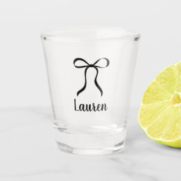 Copo De Shot Proposta de Damas de Honra com Laço Preto Simples 