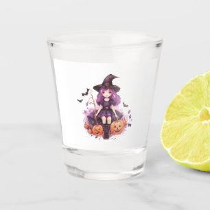 Copo De Shot Pumpkins e morcegos bonito de bruxa pelada
