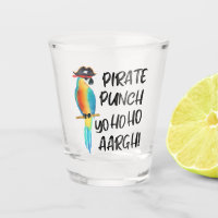 Punch Divertido do Papagaio Pirata Tropical