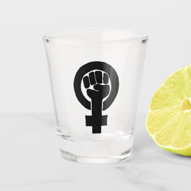 Copo De Shot Punho feminista preto (Frente)