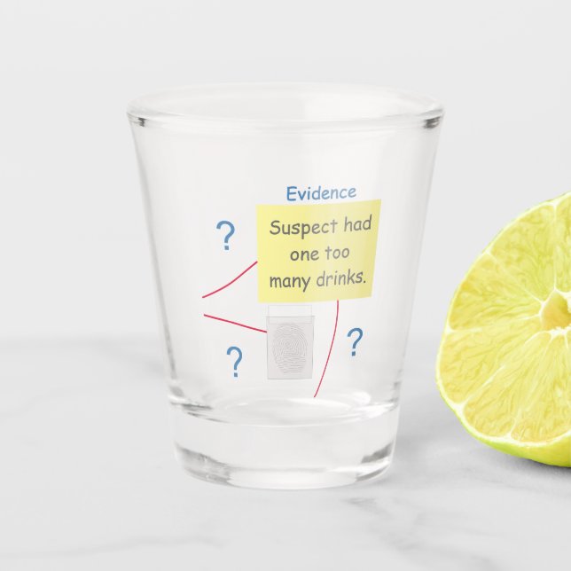 Copo De Shot Quadro de Evidências para Solução de Crimes Mister (Frente)