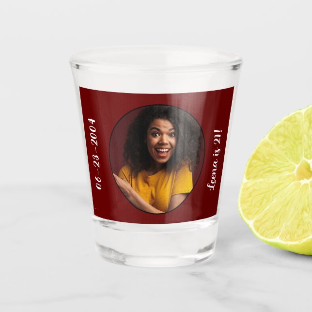 Copo De Shot Quadro de Fotografia aniversário de 21 anos (Frente)