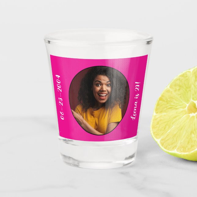 Copo De Shot Quadro de Fotografia aniversário de 21 anos (Frente)