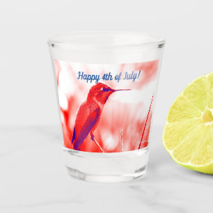 Copo De Shot Quarto de julho, vidro fotografado c Hummingbird