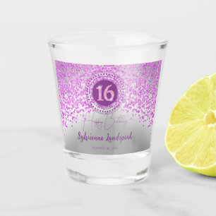Copo De Shot Quic Silver e Glitter Rosa 16º presente de anivers