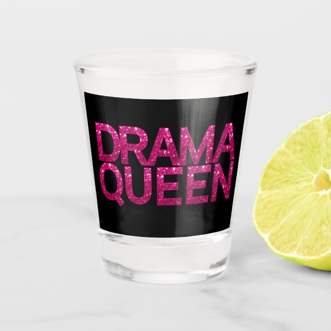 Copo De Shot Rainha do Drama Brilho Rosa  (Frente)