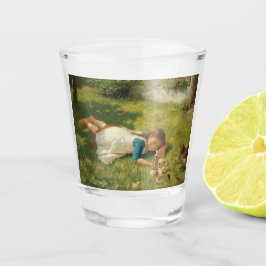 Copo De Shot Rapariga Brincando com Pintinhos (Galinha e Galinh