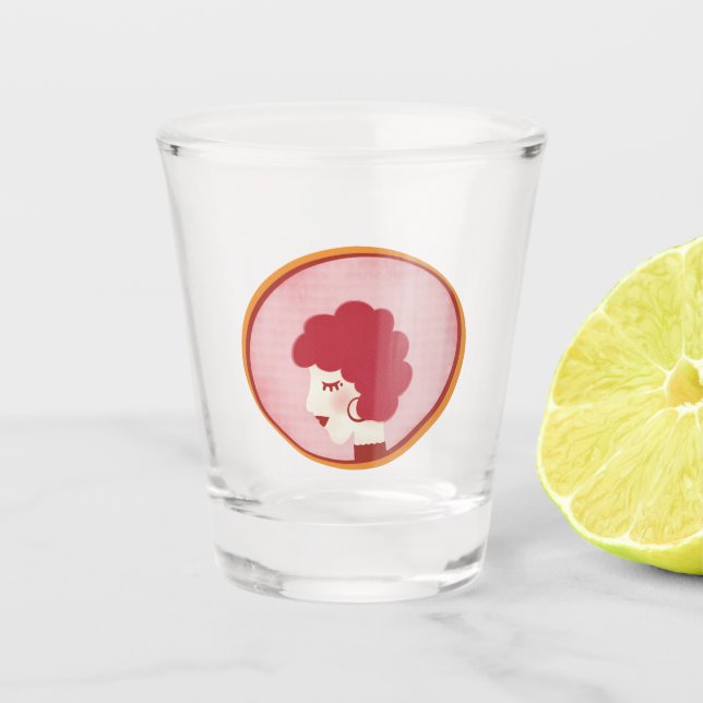 Copo De Shot Rapariga Ruiva no Espelho (Frente)