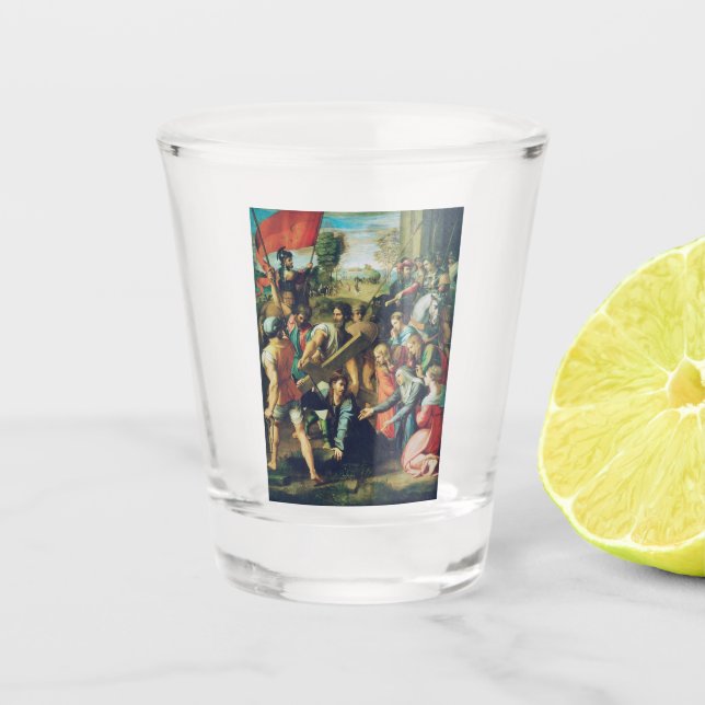 Copo De Shot Raphael Spasimo Cristo Caindo Sob a Cruz Arte (Frente)