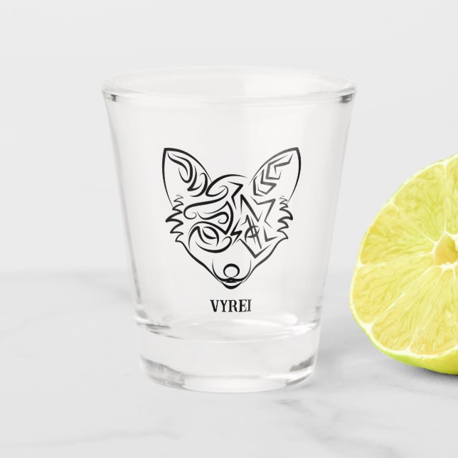 Copo De Shot Raposa Tribal Negra (Frente)