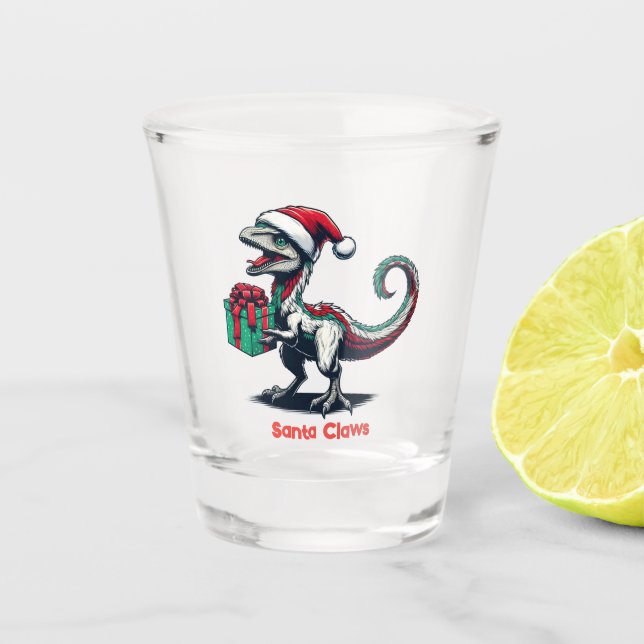 Copo De Shot Raptor de chapéu de Natal (Frente)