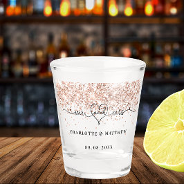 Copo De Shot Recém-casados sr sra rosa dourado faíscas casament