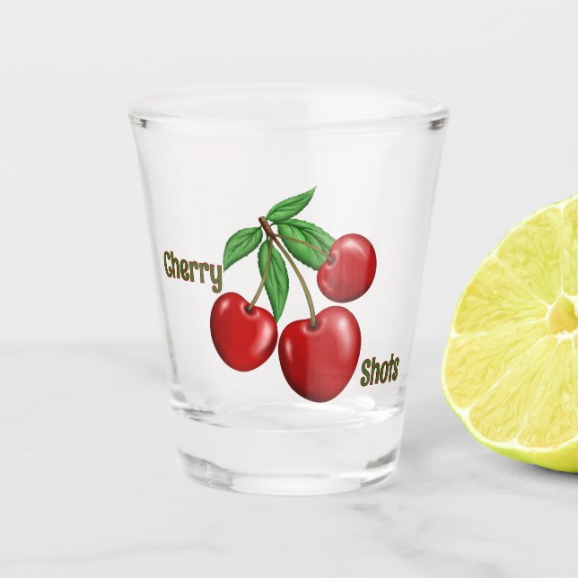 Copo De Shot Red Cherries Design Personalizado (Frente)