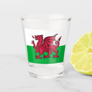 Copo De Shot Red Dragon Celtic Flag & Welsh