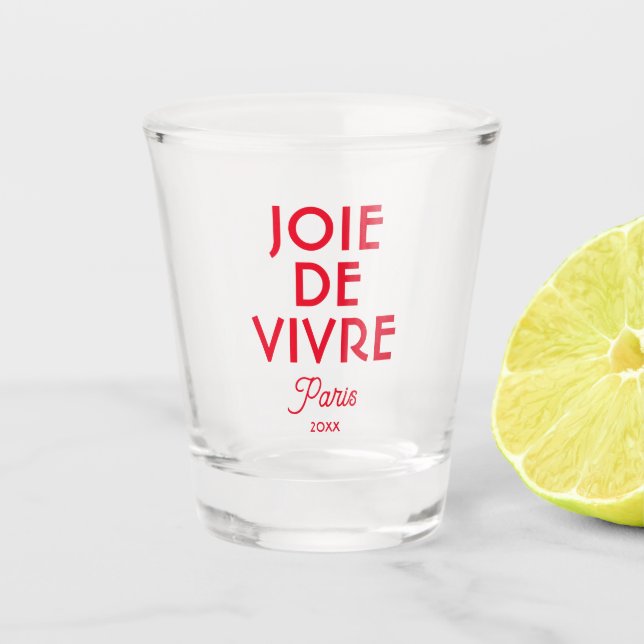 Copo De Shot Red Joie De Vivre Paris Personalizado Ano Francês (Frente)