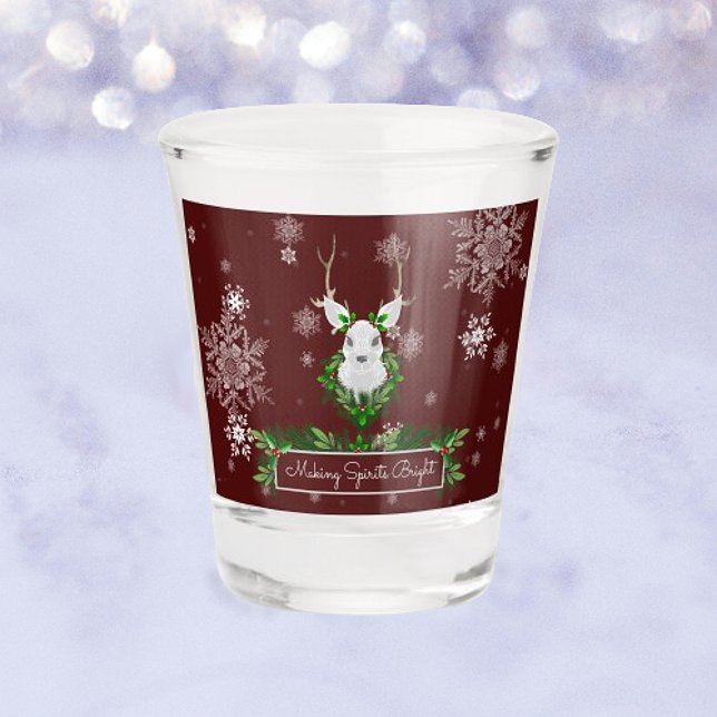 Copo De Shot Red Reindeer Vidro de Natal (Red Reindeer Christmas Shot glass)