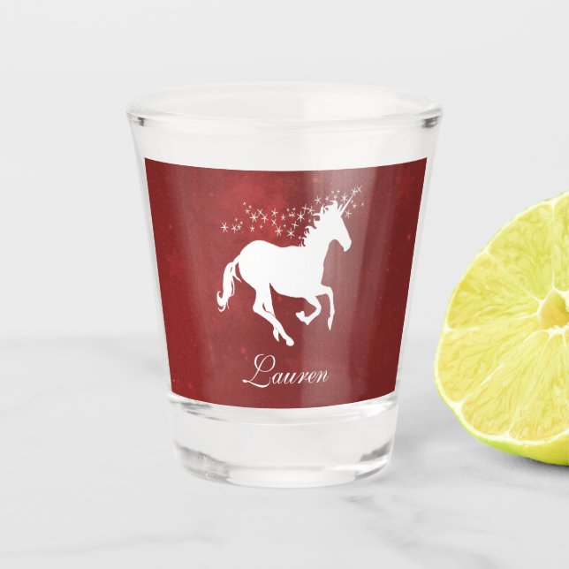 Copo De Shot Red Unicorn - Vidro Personalizado (Frente)