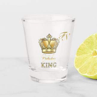 Copo De Shot Rei de Aniversário Coroa Real Dourada Monograma Lu